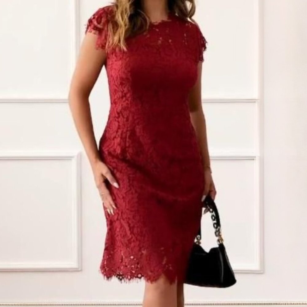 Merokeety Red Lace Dress